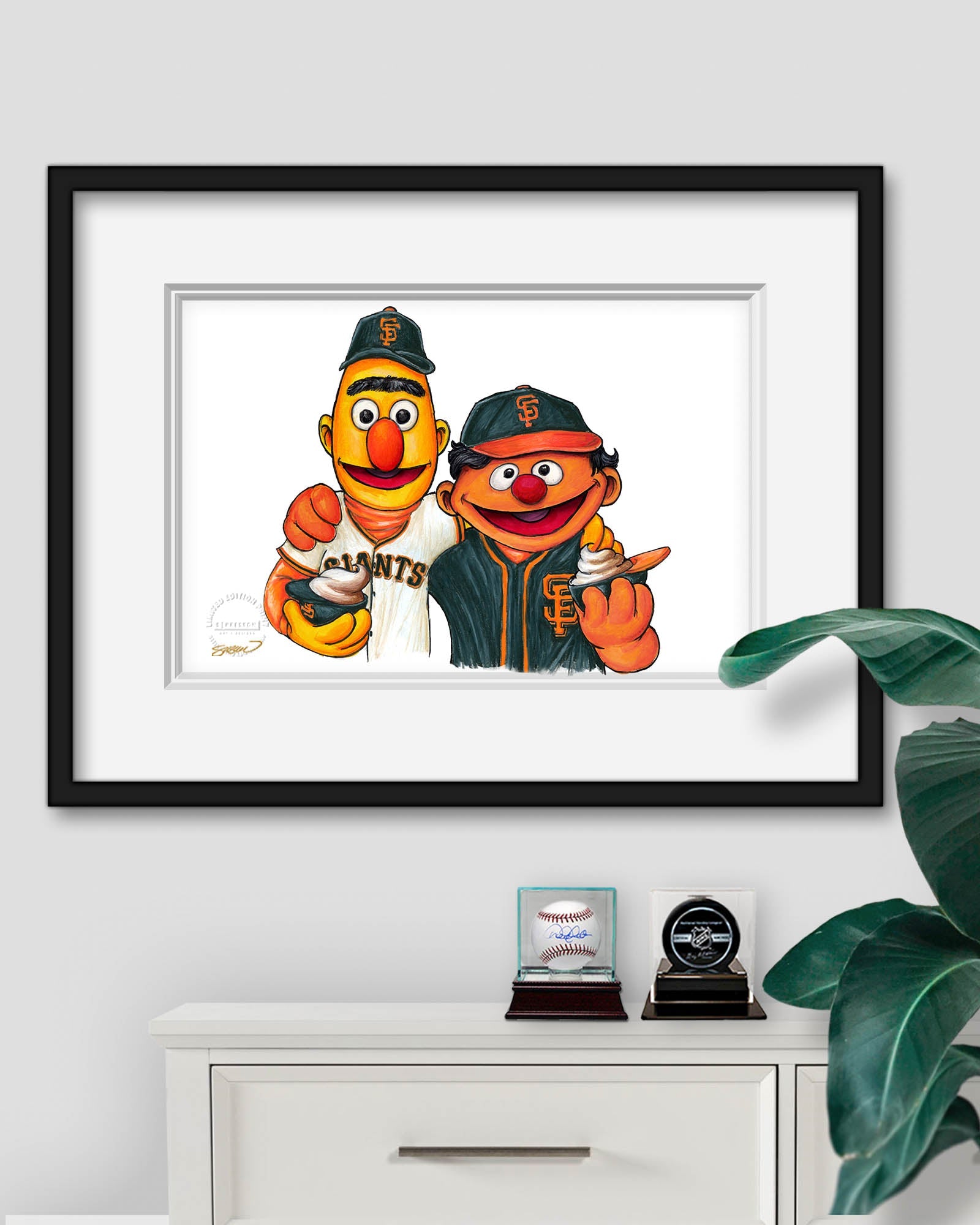 Bert and Ernie x MLB Giants Limited Edition Art Print