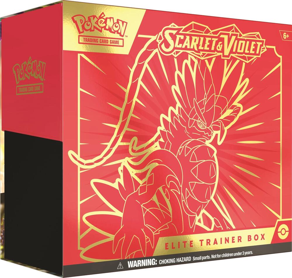 Pokémon Scarlet & Violet Koraidon Elite Trainer Box in red-and-gold packaging