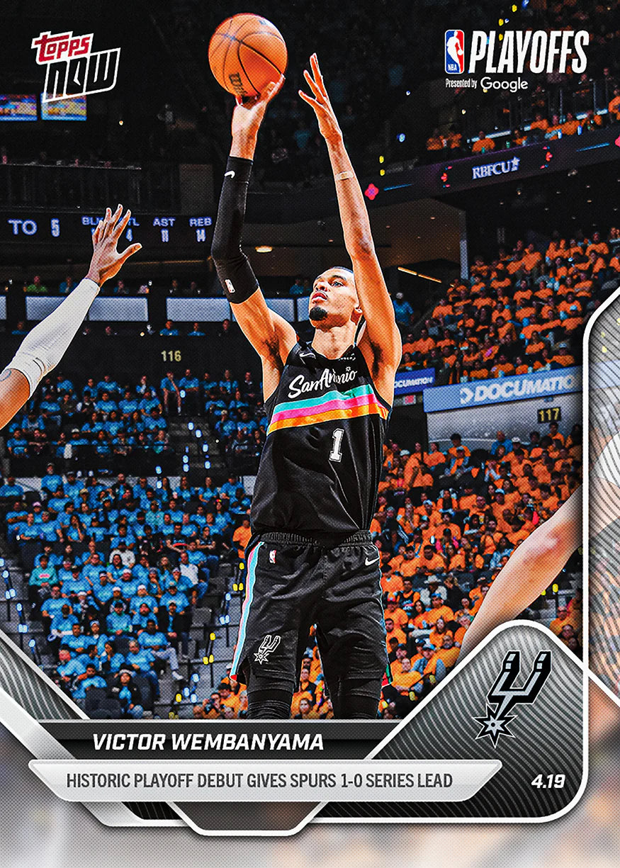 2025-26 Topps NOW NBA Victor Wembanyama - Historic Playoff Debut Gives Spurs 1-0 Series Lead #265