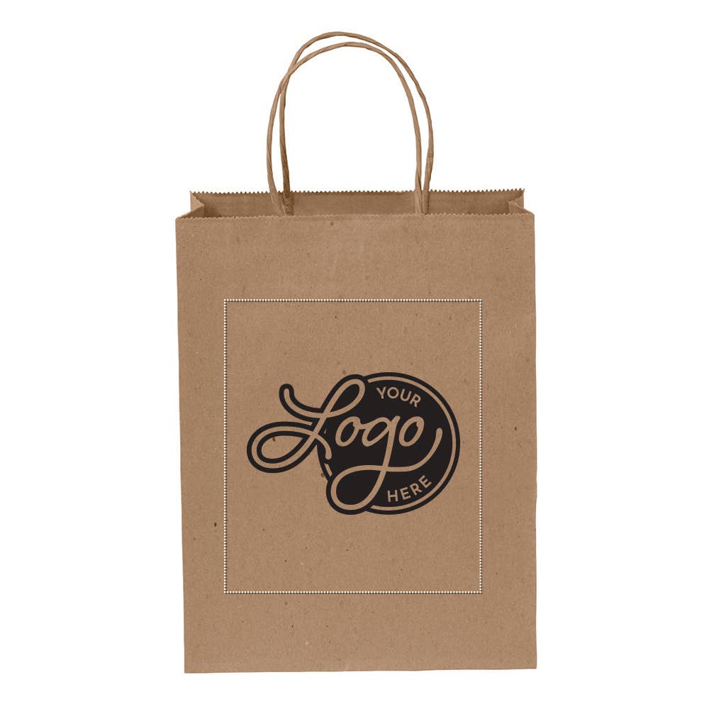 Custom Logo Kraft Paper Bags w/ Black Ink
