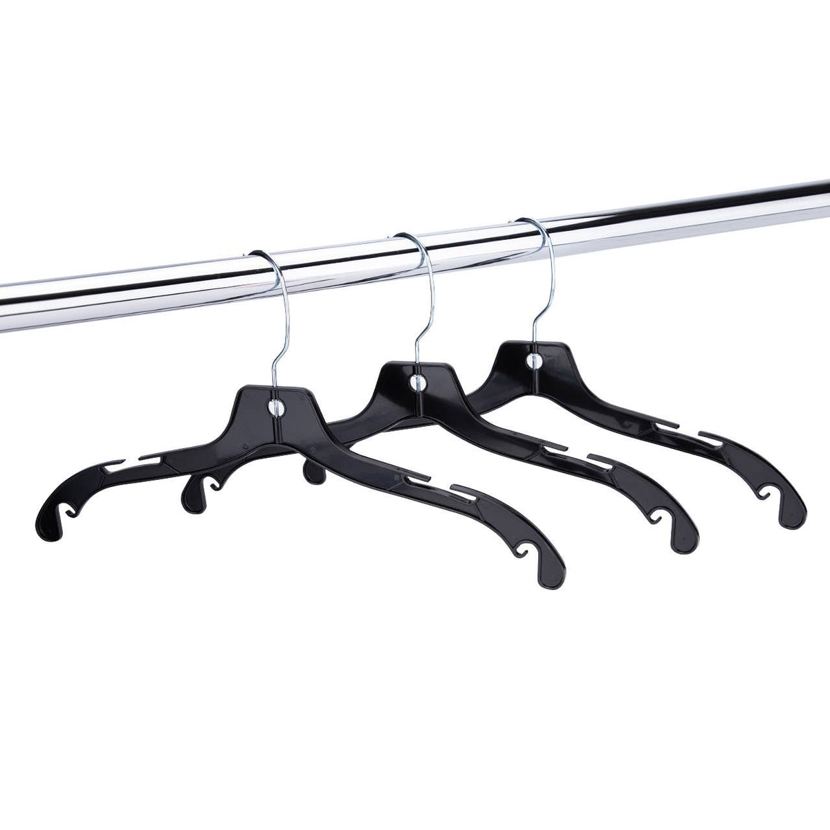 17" Economy Black Plastic Dress Hangers - Case of 20