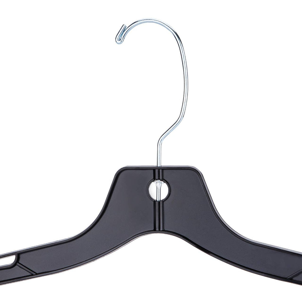17" Economy Black Plastic Dress Hangers - Case of 20