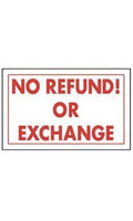 No Refund Or Exchange Policy Sign Card - 11"W x 7"H
