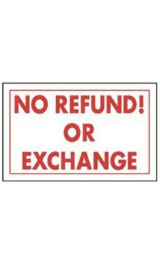 No Refund Or Exchange Policy Sign Card - 11"W x 7"H