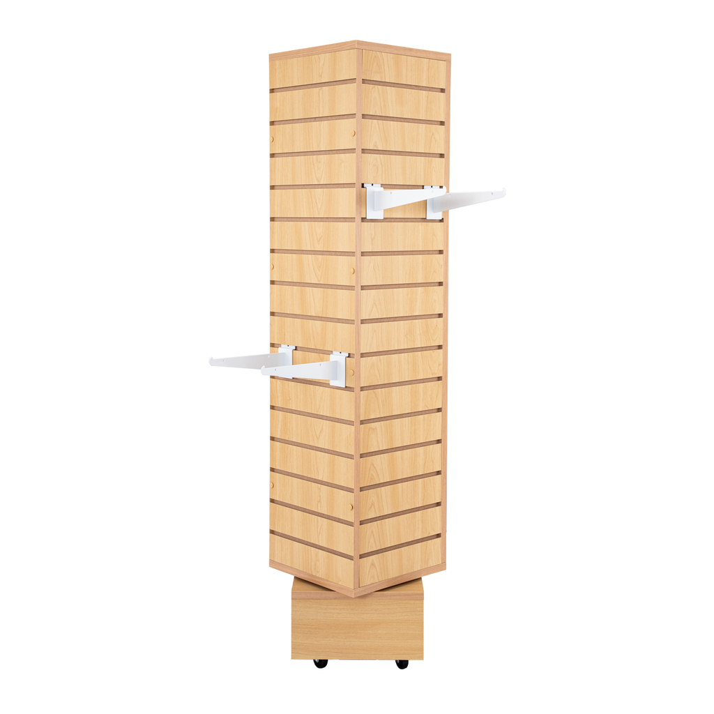 Maple Rotating Slatwall Tower - 12"L x 12"W x 54"H