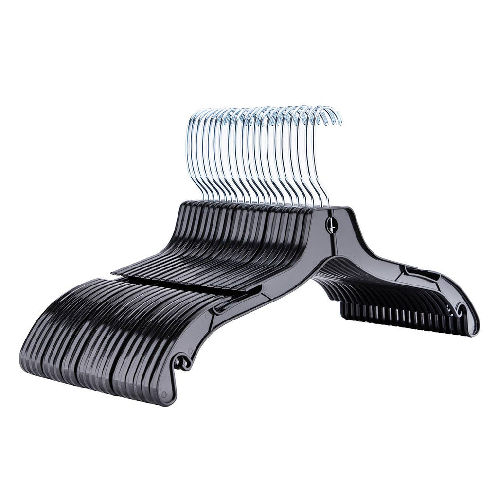 17" Economy Black Plastic Dress Hangers - Case of 20
