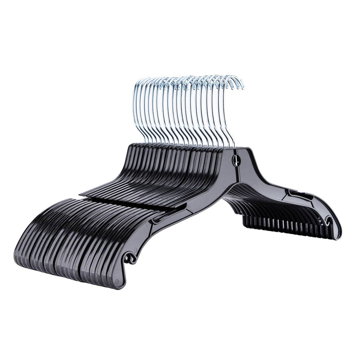17" Economy Black Plastic Dress Hangers - Case of 20