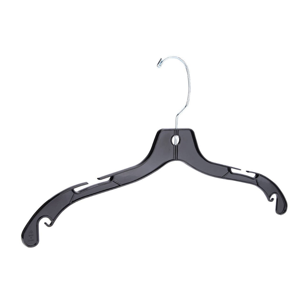 17" Economy Black Plastic Dress Hangers - Case of 20