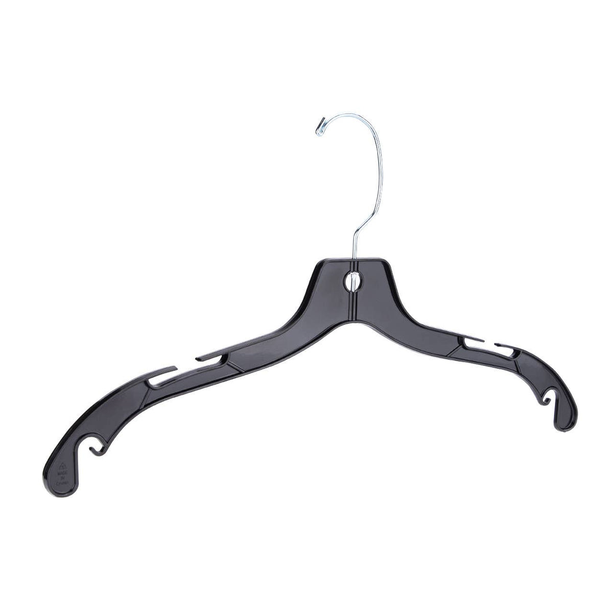 17" Economy Black Plastic Dress Hangers - Case of 20
