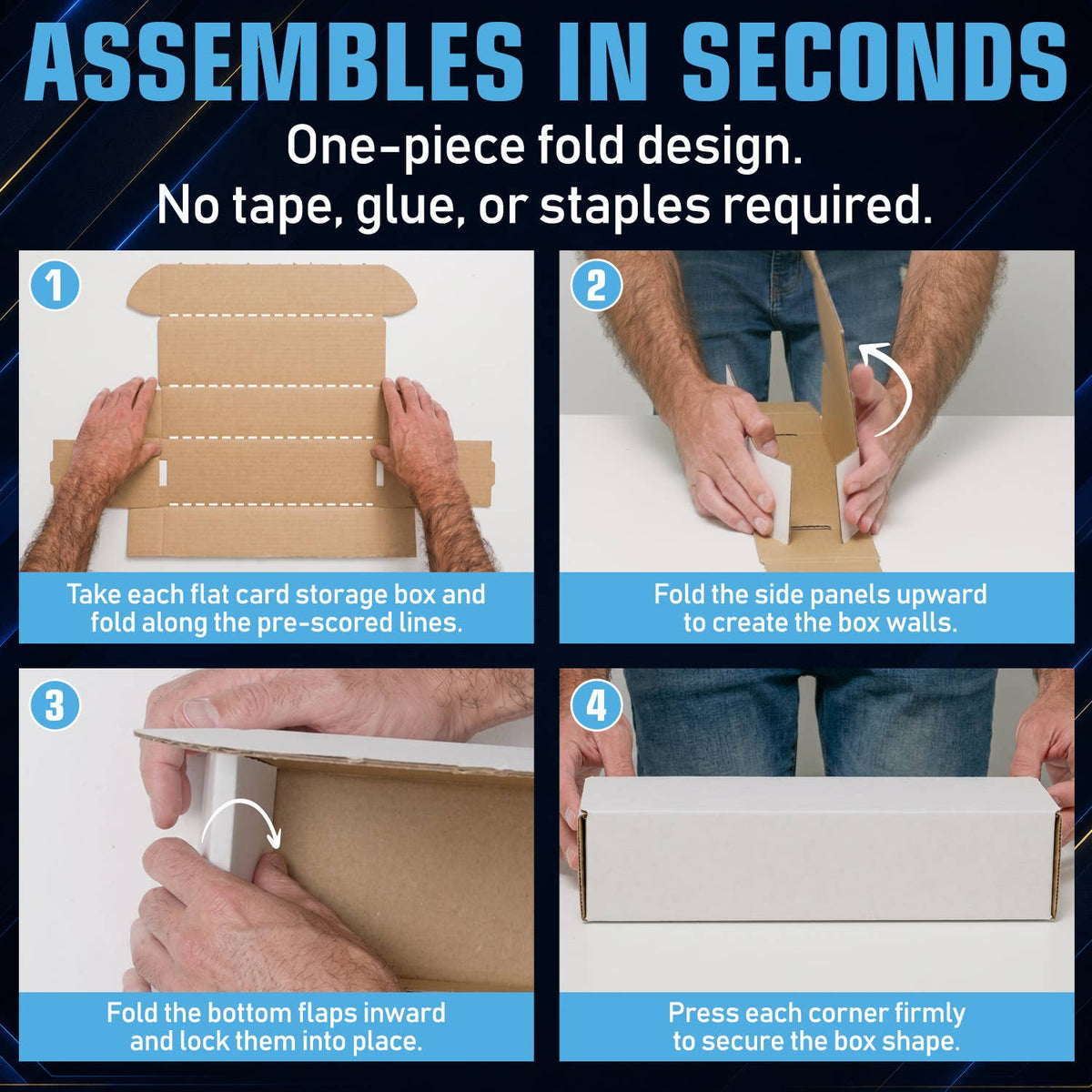 Invested Alliance Cardboard Trading Card Storage Boxes – 3 Pack