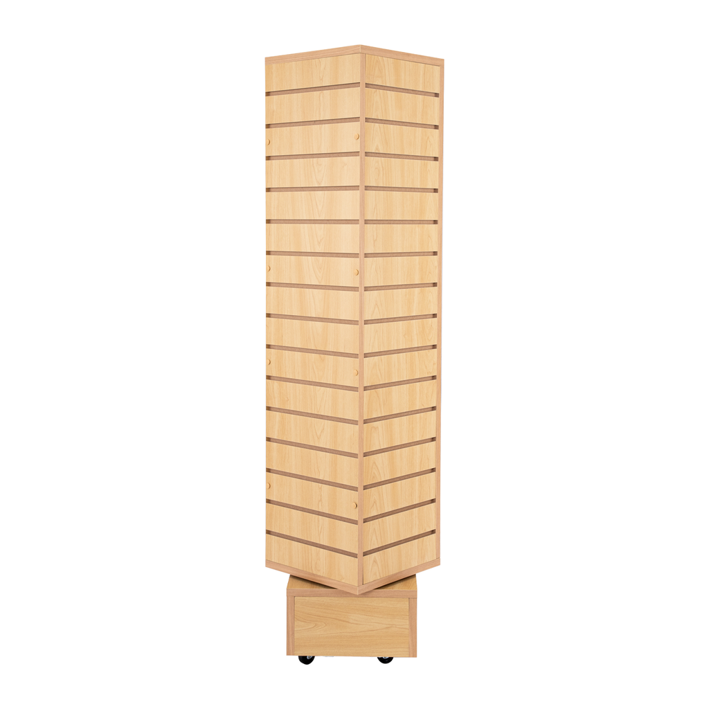 Maple Rotating Slatwall Tower - 12"L x 12"W x 54"H