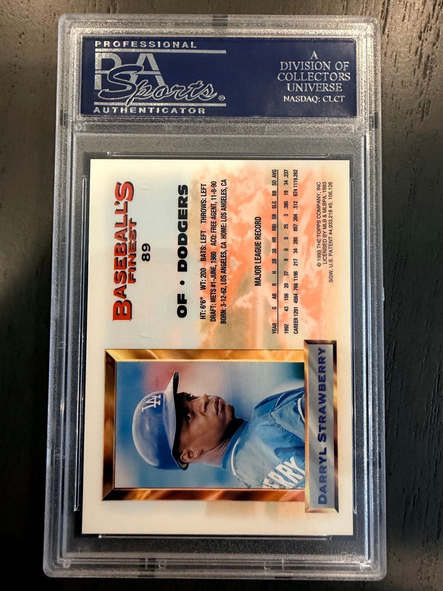 Darryl Strawberry Dodgers Graded PSA