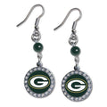 NFL Green Bay Packers Rhinestone Dangle Earrings