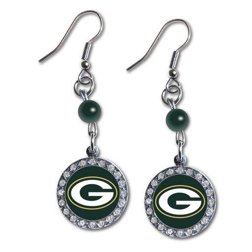 NFL Green Bay Packers Rhinestone Dangle Earrings