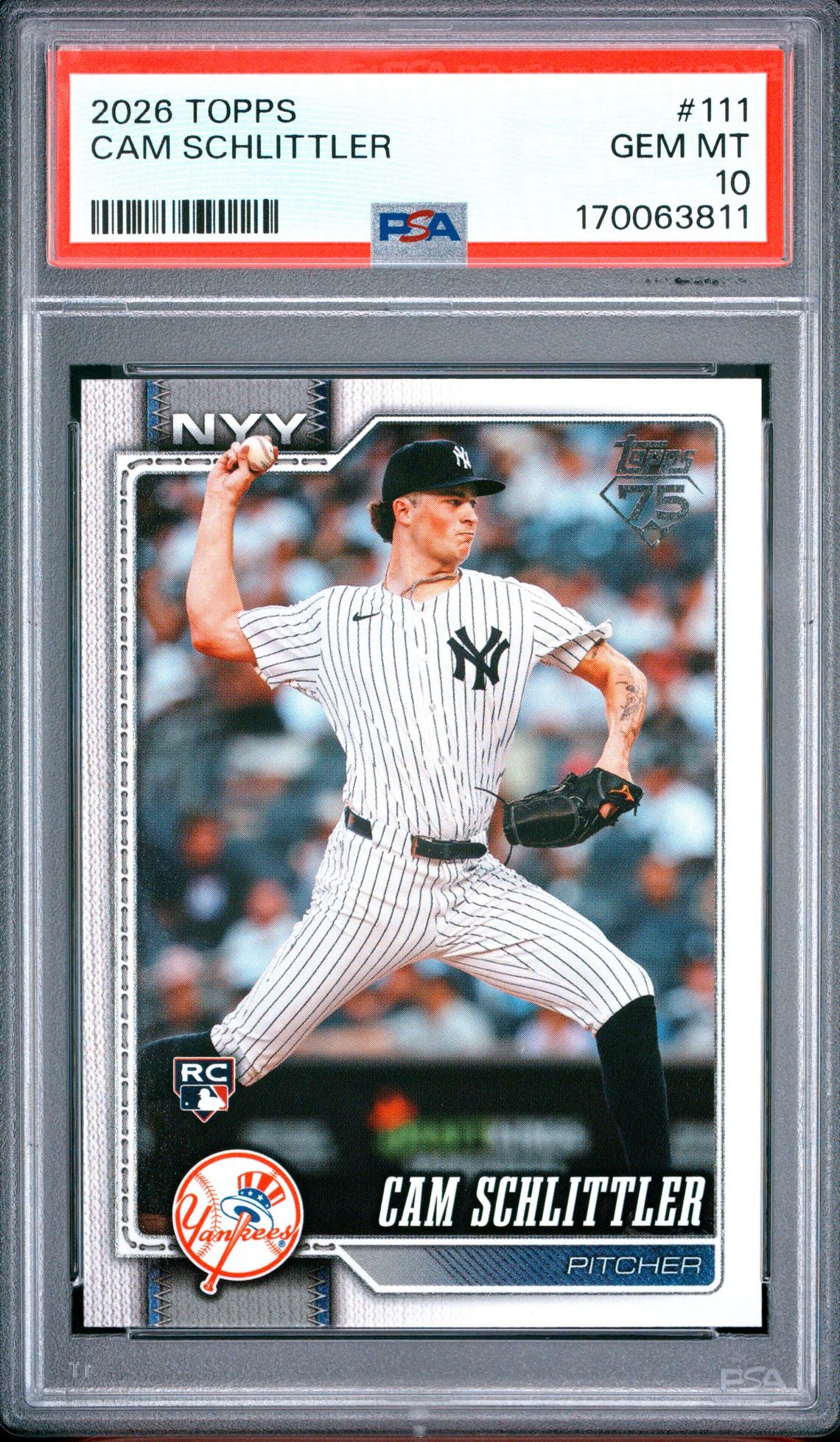 Cam Schlittler Topps 111 rookie PSA 10 cert 170063811