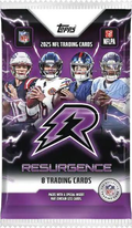 Factory-sealed 2025 Topps Resurgence Football pack containing 8 cards
