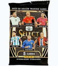 2025-26 Panini Select soccer Mega Box pack with 5 cards