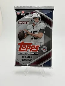 Factory-sealed 2026 Topps Flagship Football pack containing 12 cards