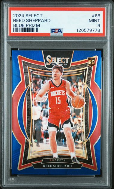 2024 Select Reed Sheppard Blue Prizm RC #68 PSA 9 MINT, certificate 126579778