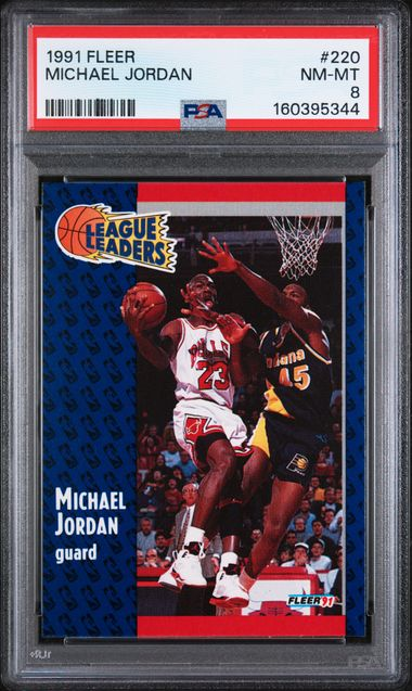 1991 Fleer Michael Jordan League Leaders #220 PSA 8 NM-MT, certificate 160395344