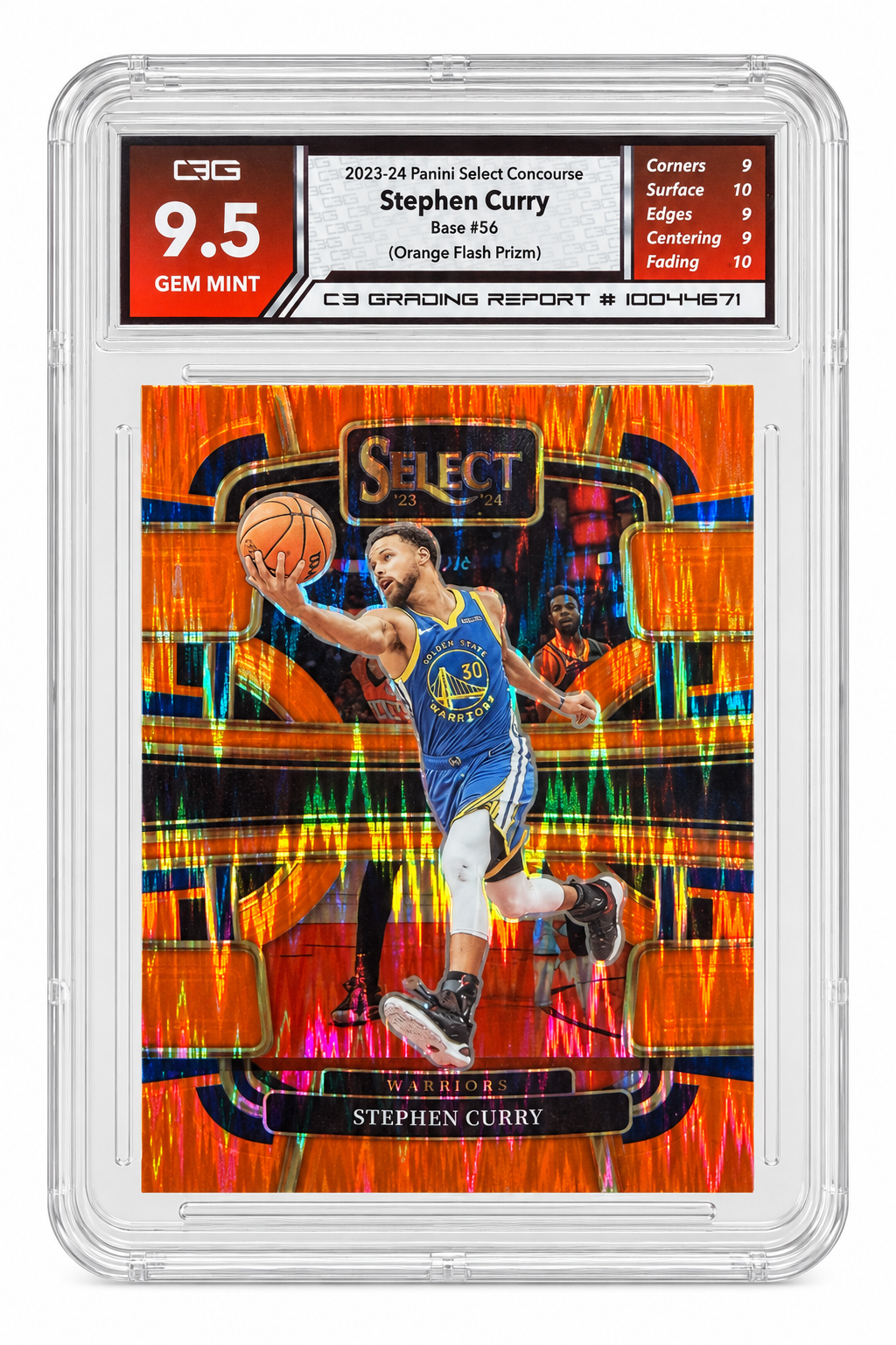 Stephen Curry Select #56 Orange Flash Prizm C3 GEM MINT 9.5 cert 10044671