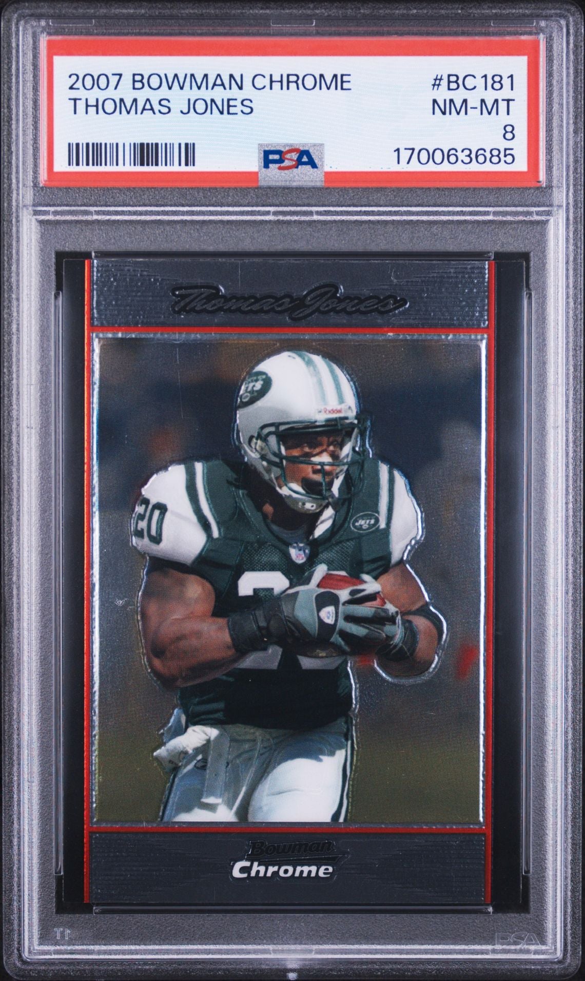 Thomas Jones Bowman Chrome BC181 PSA 8 cert 170063685