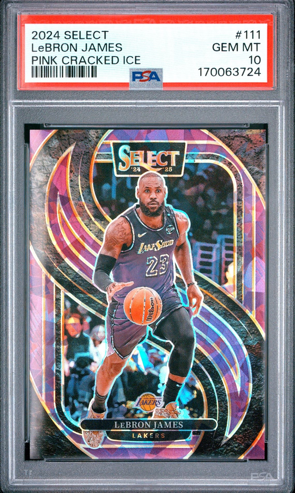 LeBron James Select Pink Cracked Ice 111 PSA 10 cert 170063724