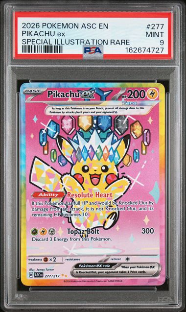 2026 Pokémon ASC EN Pikachu ex #277 Special Illustration Rare PSA 9 MINT - Cert 162674727