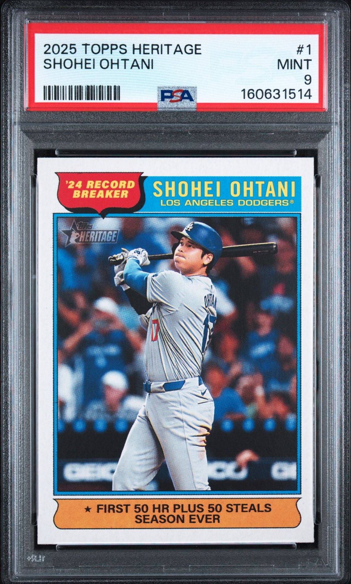 2025 Topps Heritage Shohei Ohtani #1 PSA 9 MINT, certificate 160631514