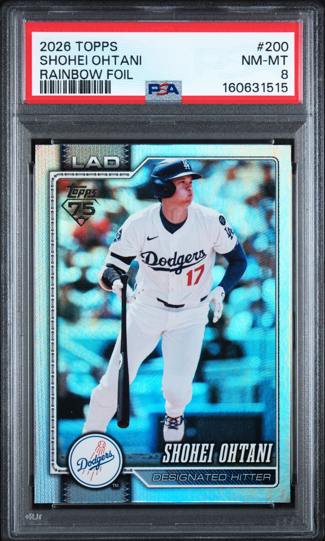 2026 Topps Shohei Ohtani Rainbow Foil #200 PSA 8 NM-MT, certificate 160631515