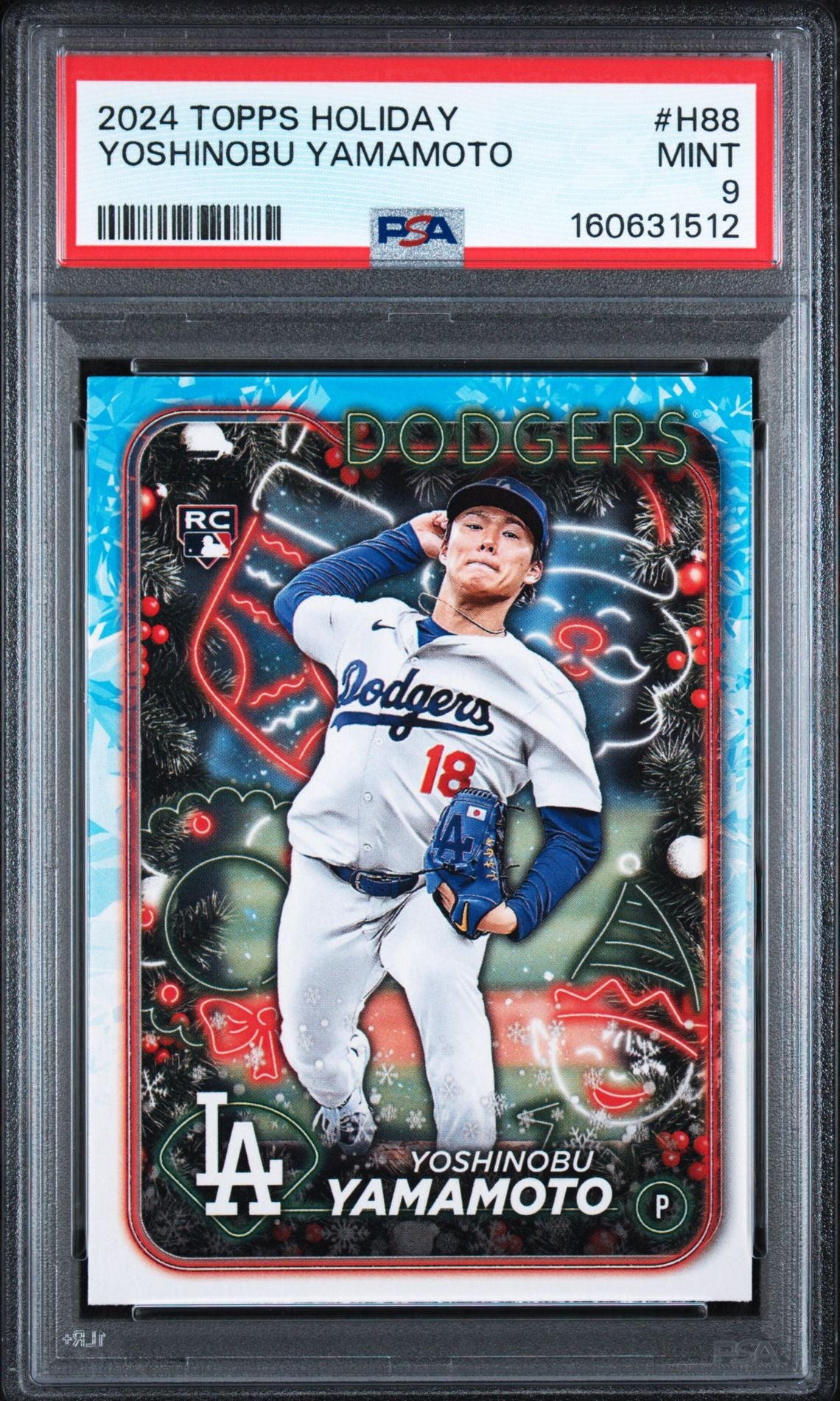 2024 Topps Holiday Yoshinobu Yamamoto RC #H88 PSA 9 MINT, certificate 160631512